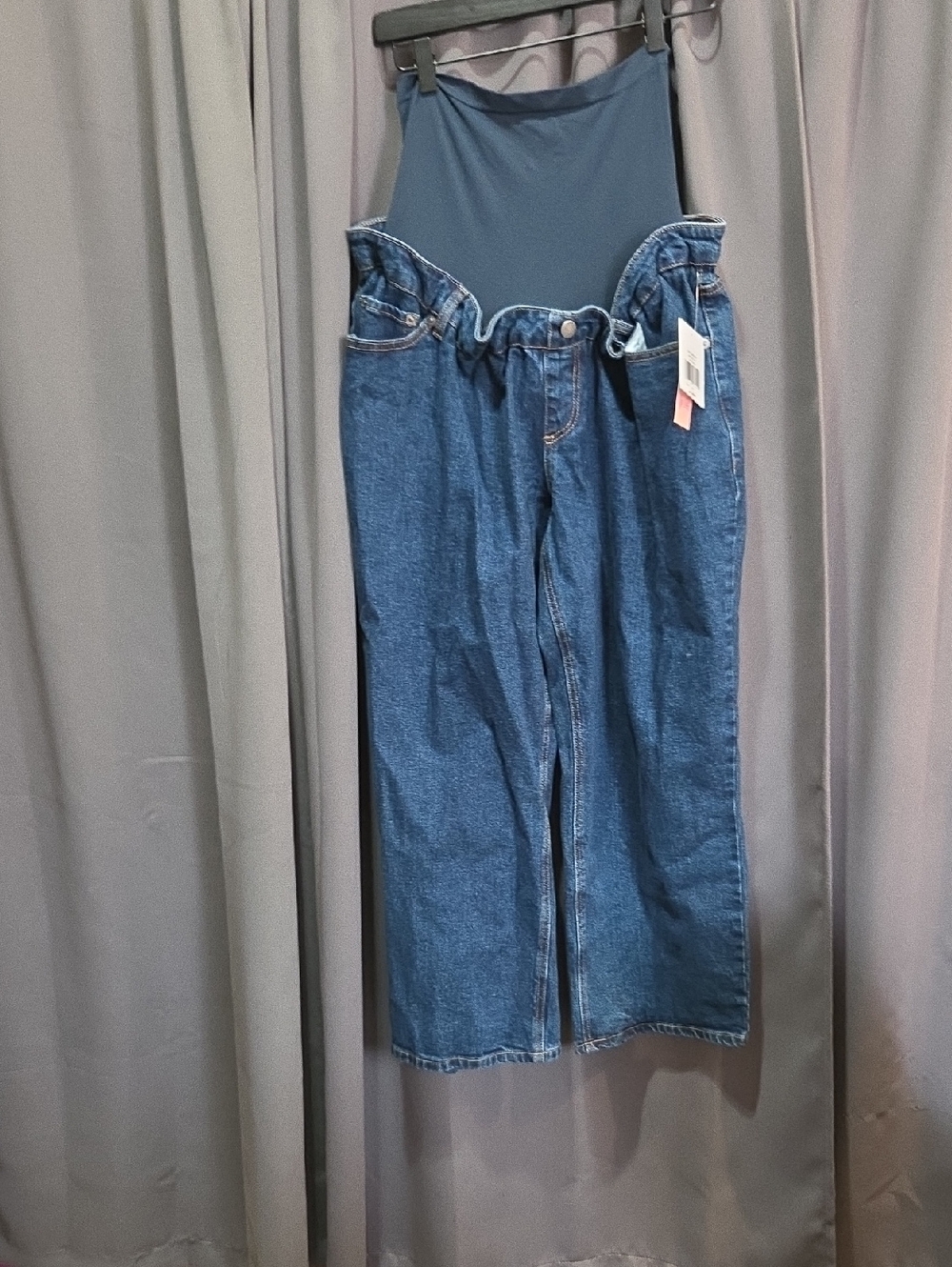 High-Waist Wide Leg Women’s Jeans - Blue MATERNITY